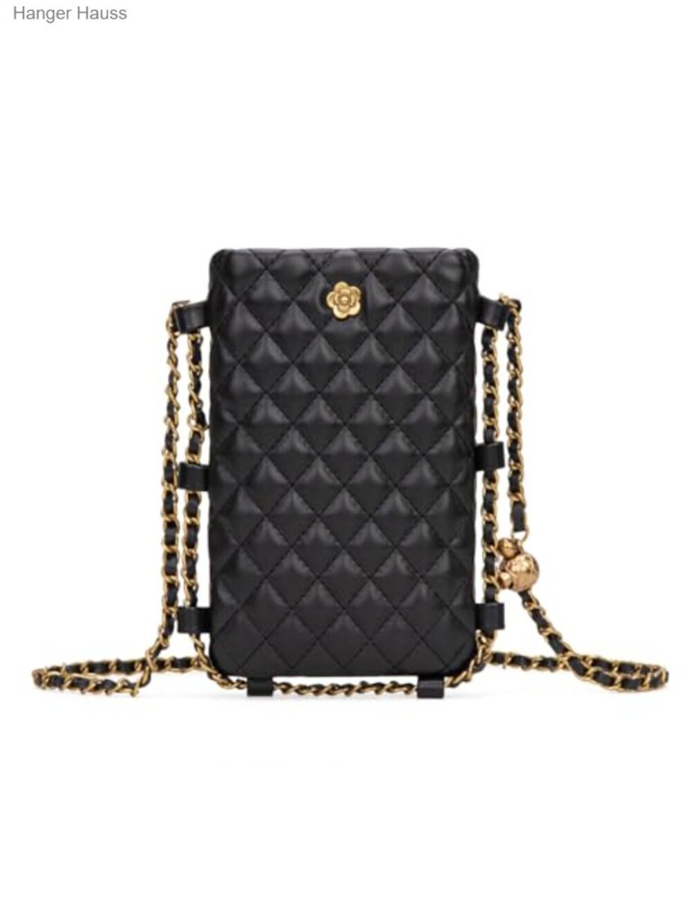 Quilted PU Crossbody Bag Small Cell Phone Purse Metallic Floral Chain Strap